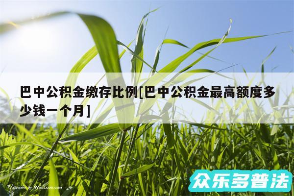 巴中公积金缴存比例及巴中公积金最高额度多少钱一个月