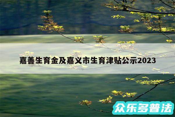嘉善生育金及嘉义市生育津贴公示2024