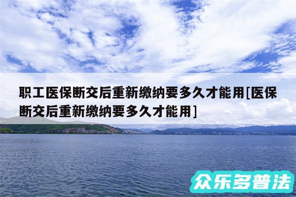 职工医保断交后重新缴纳要多久才能用及医保断交后重新缴纳要多久才能用