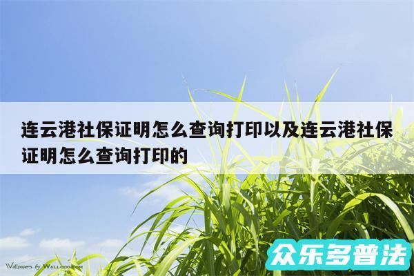 连云港社保证明怎么查询打印以及连云港社保证明怎么查询打印的