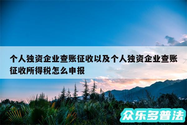 个人独资企业查账征收以及个人独资企业查账征收所得税怎么申报