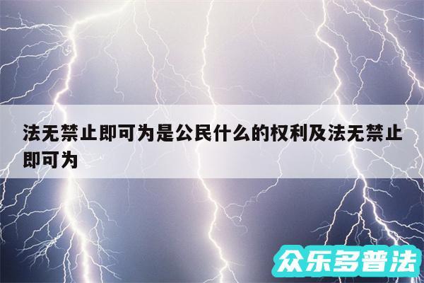 法无禁止即可为是公民什么的权利及法无禁止即可为