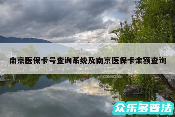 南京医保卡号查询系统及南京医保卡余额查询