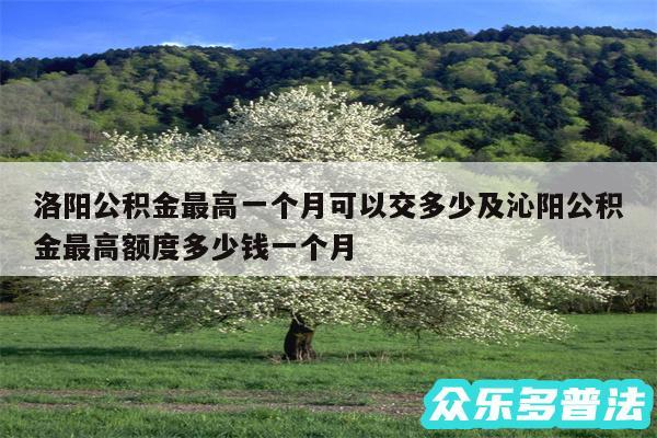 洛阳公积金最高一个月可以交多少及沁阳公积金最高额度多少钱一个月