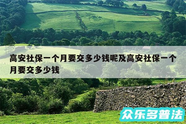 高安社保一个月要交多少钱呢及高安社保一个月要交多少钱