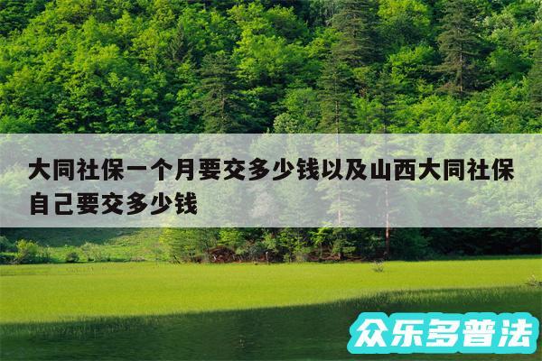 大同社保一个月要交多少钱以及山西大同社保自己要交多少钱