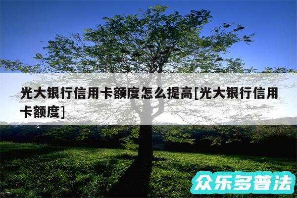 光大银行信用卡额度怎么提高及光大银行信用卡额度