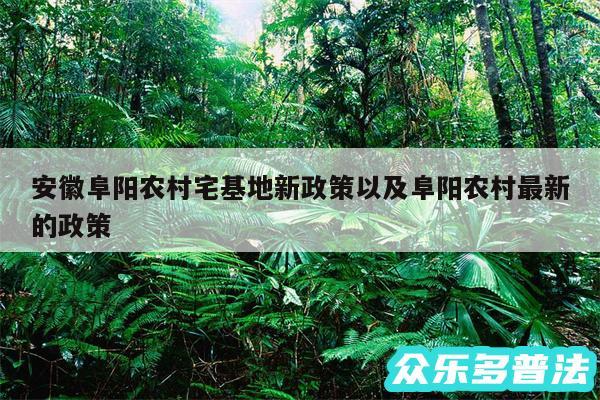 安徽阜阳农村宅基地新政策以及阜阳农村最新的政策