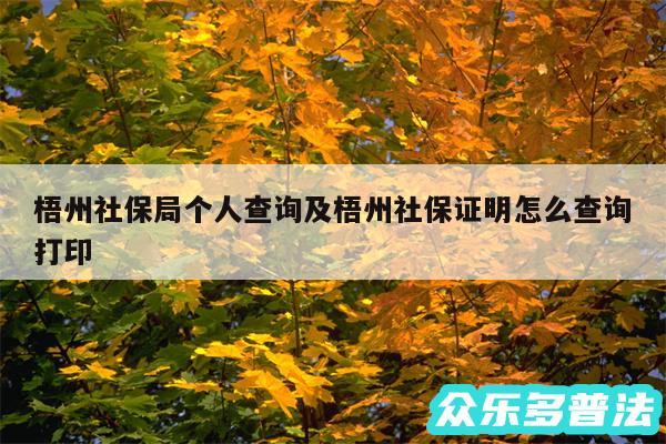 梧州社保局个人查询及梧州社保证明怎么查询打印