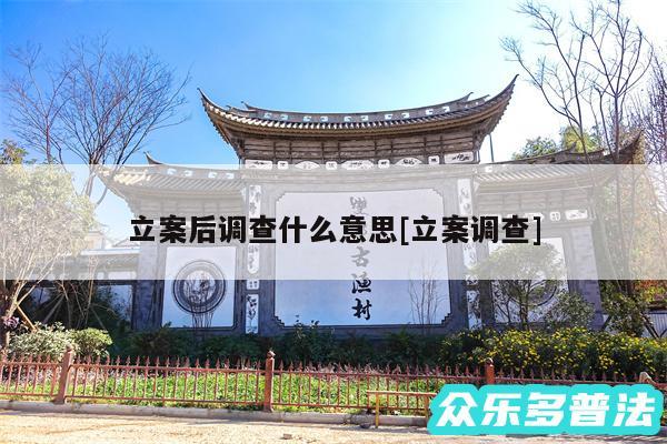 立案后调查什么意思及立案调查