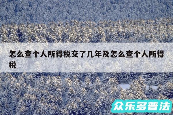 怎么查个人所得税交了几年及怎么查个人所得税