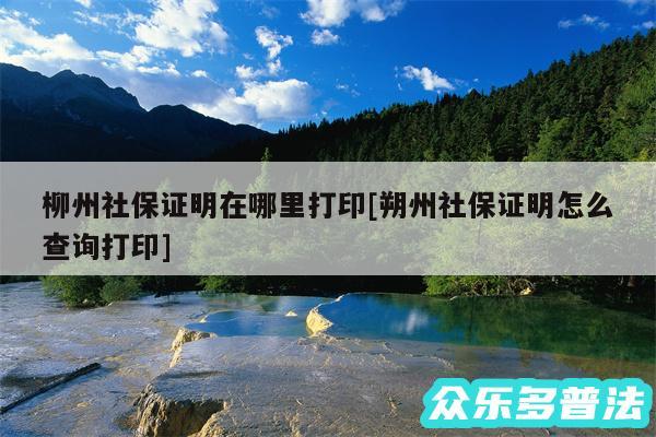 柳州社保证明在哪里打印及朔州社保证明怎么查询打印