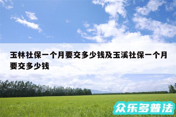 玉林社保一个月要交多少钱及玉溪社保一个月要交多少钱