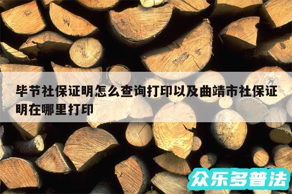 毕节社保证明怎么查询打印以及曲靖市社保证明在哪里打印
