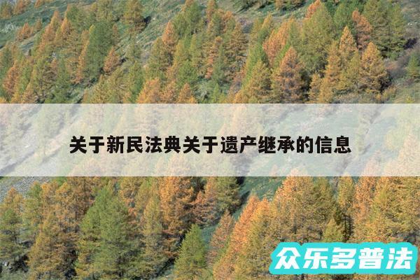 关于新民法典关于遗产继承的信息