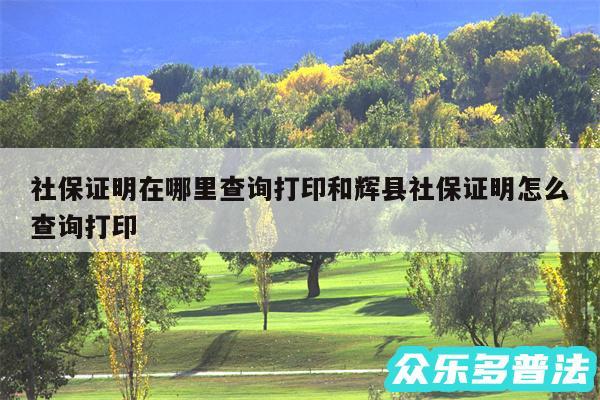 社保证明在哪里查询打印和辉县社保证明怎么查询打印