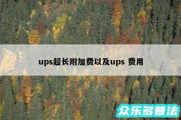 ups超长附加费以及ups 费用