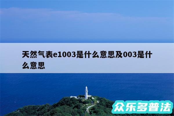 天然气表e1003是什么意思及003是什么意思