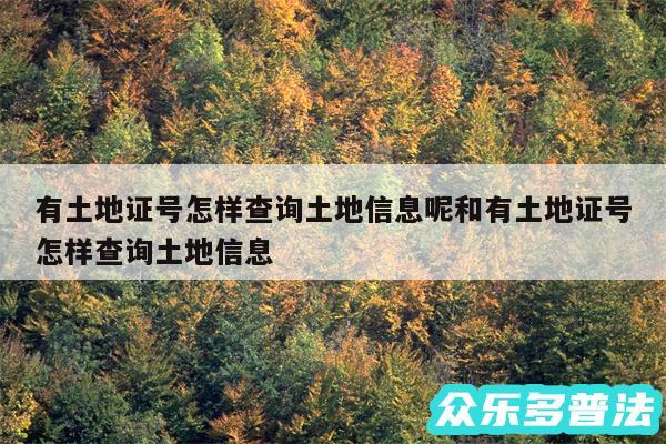 有土地证号怎样查询土地信息呢和有土地证号怎样查询土地信息