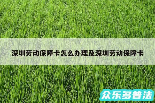 深圳劳动保障卡怎么办理及深圳劳动保障卡