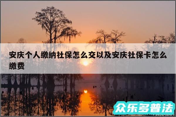 安庆个人缴纳社保怎么交以及安庆社保卡怎么缴费