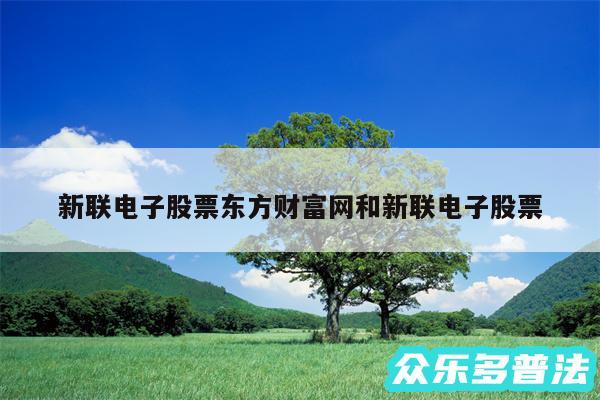 新联电子股票东方财富网和新联电子股票