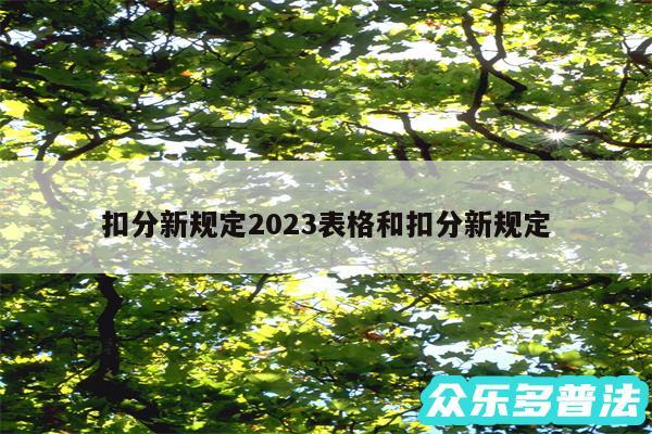 扣分新规定2024表格和扣分新规定