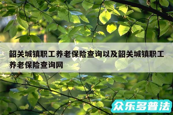 韶关城镇职工养老保险查询以及韶关城镇职工养老保险查询网