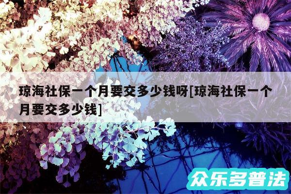 琼海社保一个月要交多少钱呀及琼海社保一个月要交多少钱