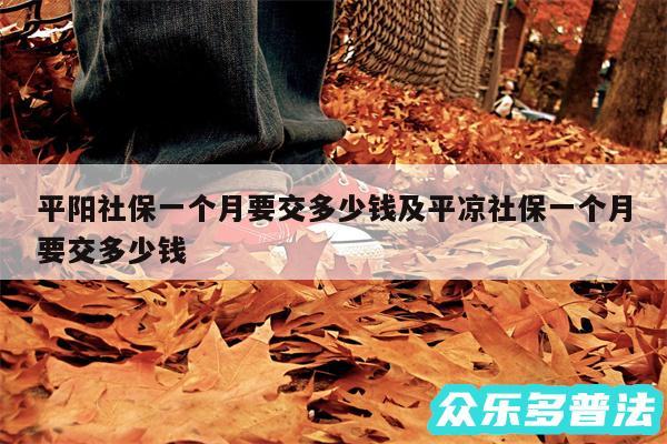 平阳社保一个月要交多少钱及平凉社保一个月要交多少钱