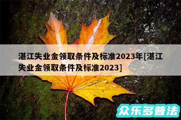 湛江失业金领取条件及标准2024年及湛江失业金领取条件及标准2024