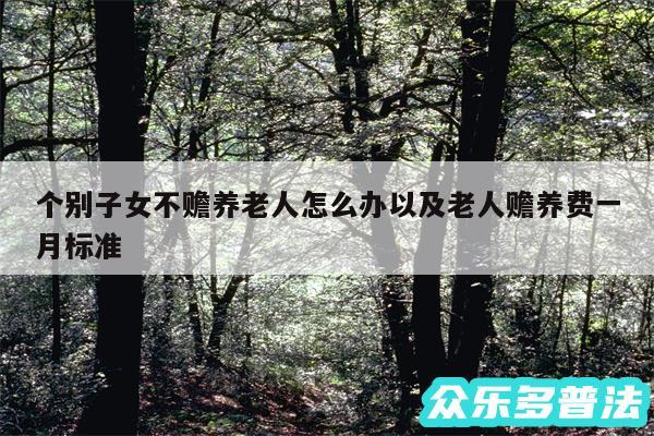 个别子女不赡养老人怎么办以及老人赡养费一月标准