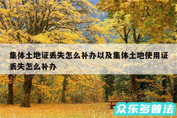 集体土地证丢失怎么补办以及集体土地使用证丢失怎么补办