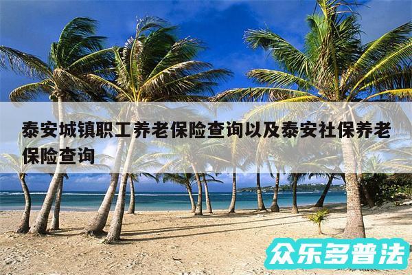 泰安城镇职工养老保险查询以及泰安社保养老保险查询