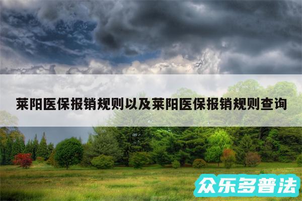 莱阳医保报销规则以及莱阳医保报销规则查询