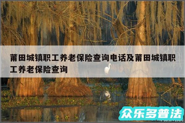 莆田城镇职工养老保险查询电话及莆田城镇职工养老保险查询