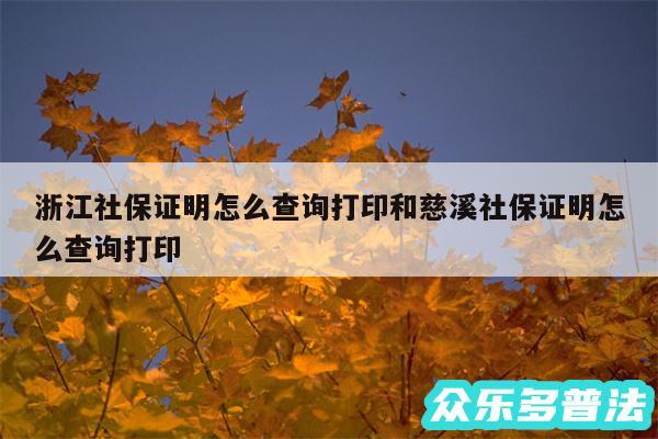 浙江社保证明怎么查询打印和慈溪社保证明怎么查询打印