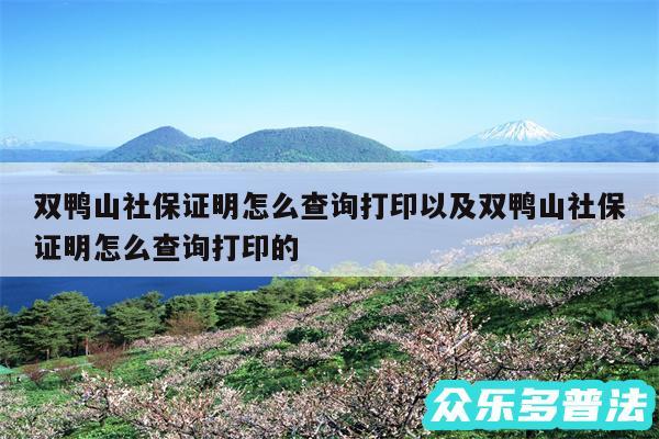 双鸭山社保证明怎么查询打印以及双鸭山社保证明怎么查询打印的