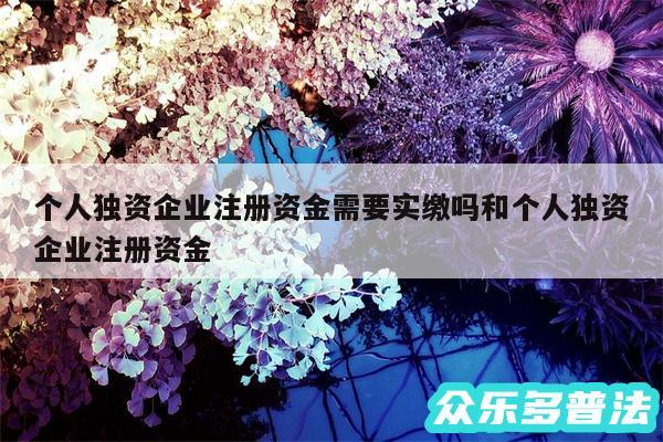 个人独资企业注册资金需要实缴吗和个人独资企业注册资金