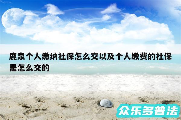 鹿泉个人缴纳社保怎么交以及个人缴费的社保是怎么交的