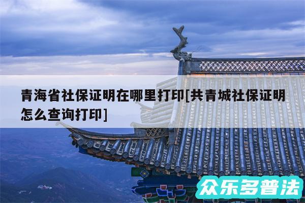 青海省社保证明在哪里打印及共青城社保证明怎么查询打印