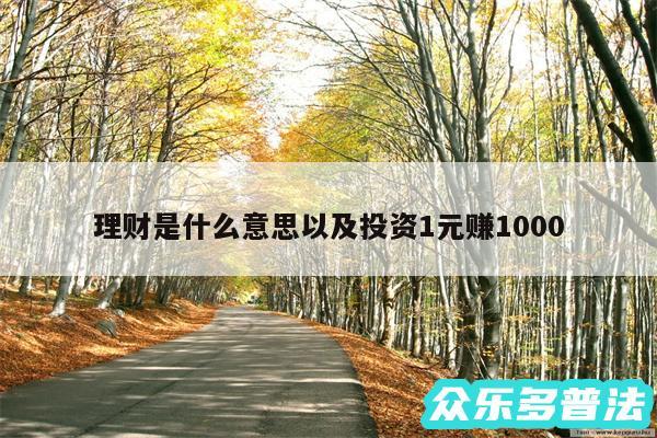 理财是什么意思以及投资1元赚1000