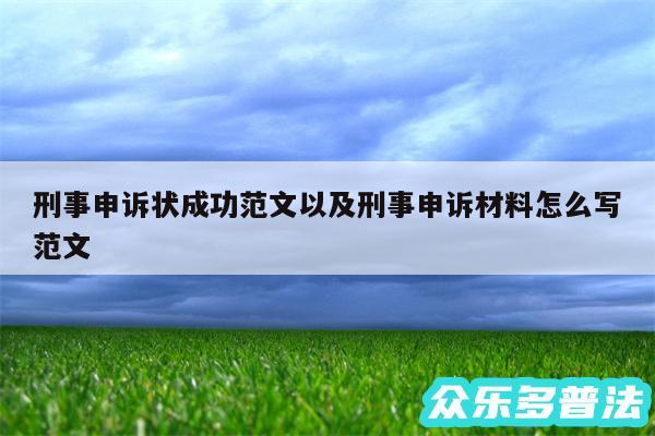 刑事申诉状成功范文以及刑事申诉材料怎么写范文