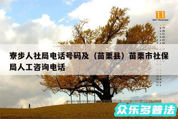 寮步人社局电话号码及以及苗栗县苗栗市社保局人工咨询电话