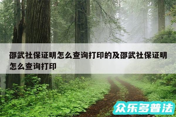 邵武社保证明怎么查询打印的及邵武社保证明怎么查询打印