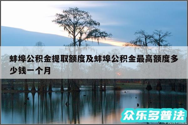 蚌埠公积金提取额度及蚌埠公积金最高额度多少钱一个月