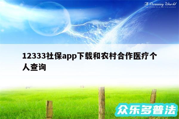 12333社保app下载和农村合作医疗个人查询