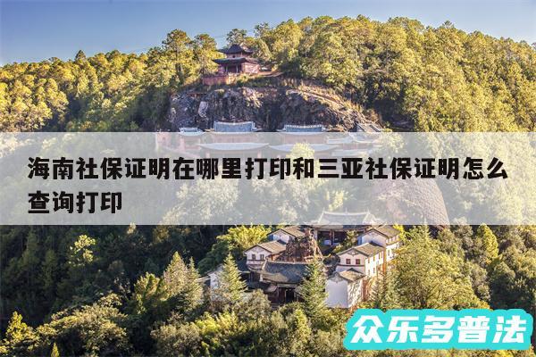 海南社保证明在哪里打印和三亚社保证明怎么查询打印