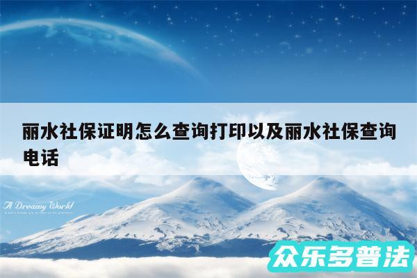 丽水社保证明怎么查询打印以及丽水社保查询电话