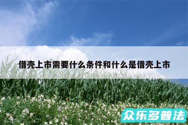 借壳上市需要什么条件和什么是借壳上市